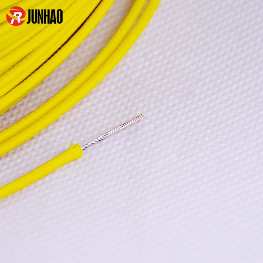 Yellow UL 3122 22 awg Fiberglass Braid Silicone Rubber  Insulated High Temperature Flexible Silicone Wire 1