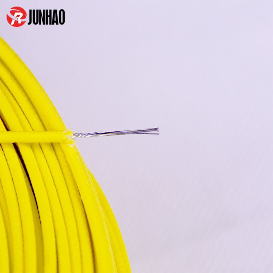 Yellow UL 3122 22 awg Fiberglass Braid Silicone Rubber  Insulated High Temperature Flexible Silicone Wire 2