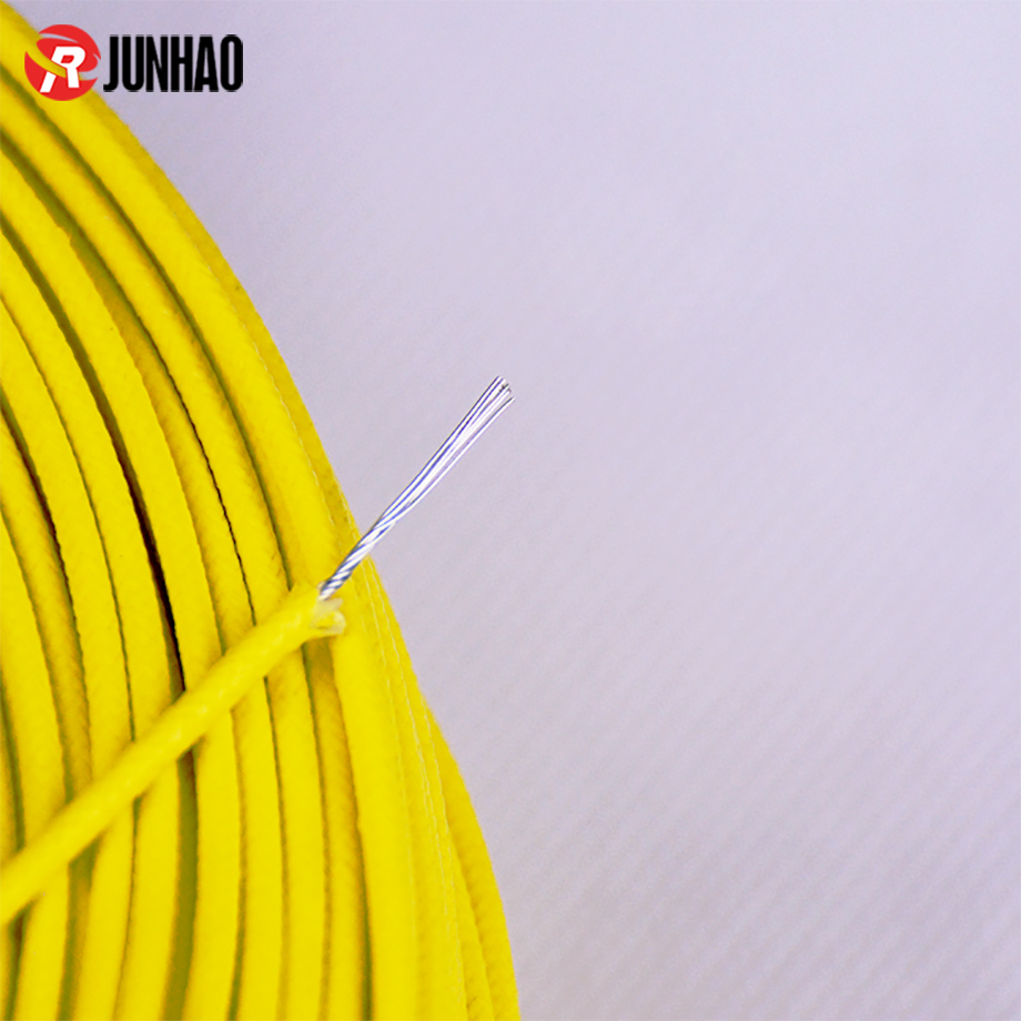 Yellow UL 3122 22 awg Fiberglass Braid Silicone Rubber  Insulated High Temperature Flexible Silicone Wire 3